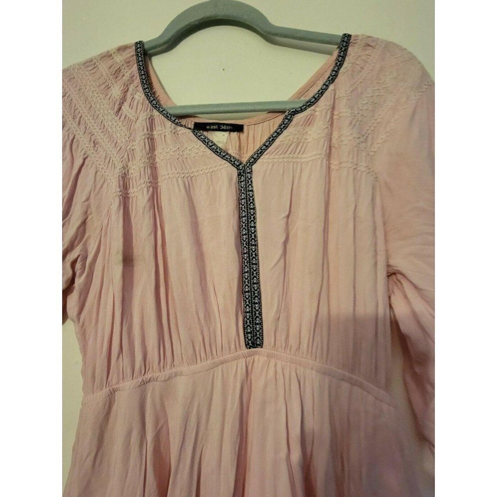 West 36th Womens Pink 3/4 Sleeve V Neck Short Length Mini Dress Size Small - Picture 3 of 9